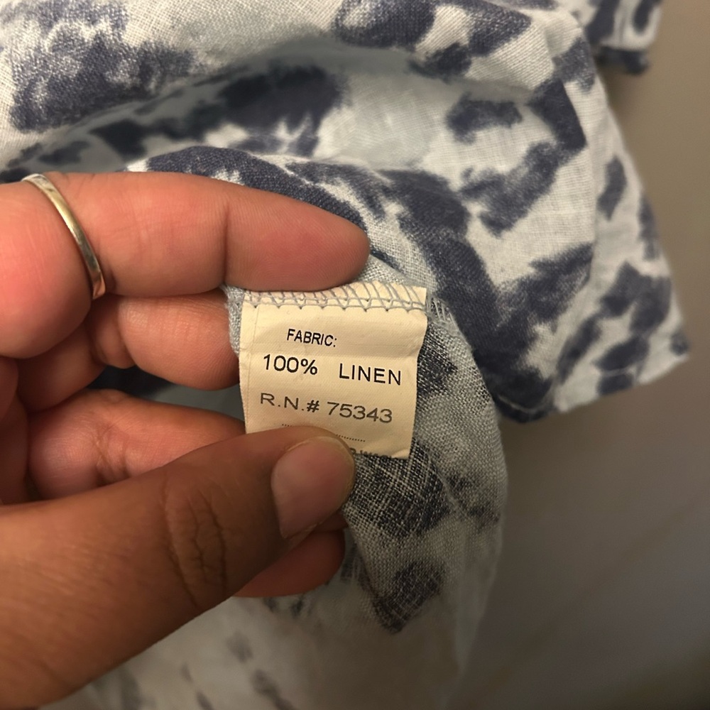 Bellambra shirt - 100% linen blue tie dye short sleeve boxy cut - Picture 4 of 9